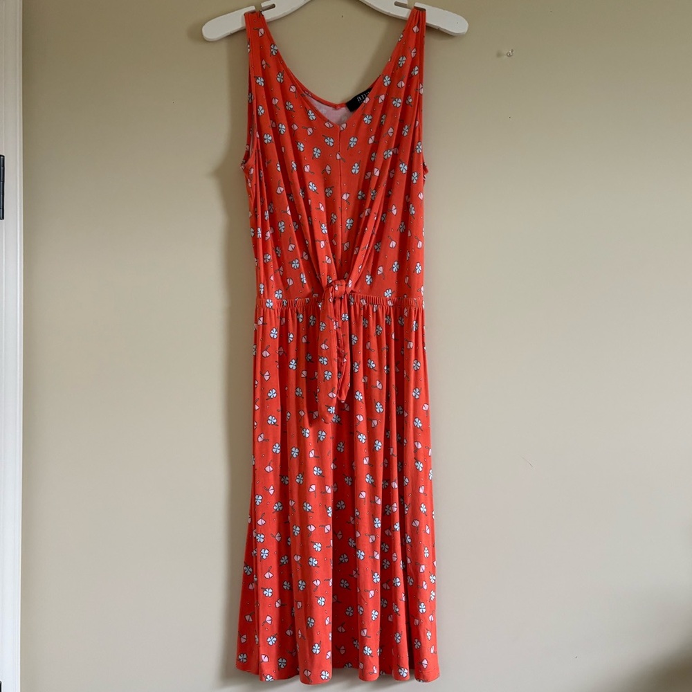 a.n.a Orange Floral Midi Dress